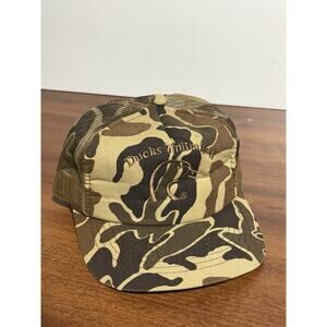 Vintage 80s 90s Camo Ducks Unlimited Trucker Snapback Hat Cap